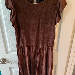 Brown Short Sleeve Dress